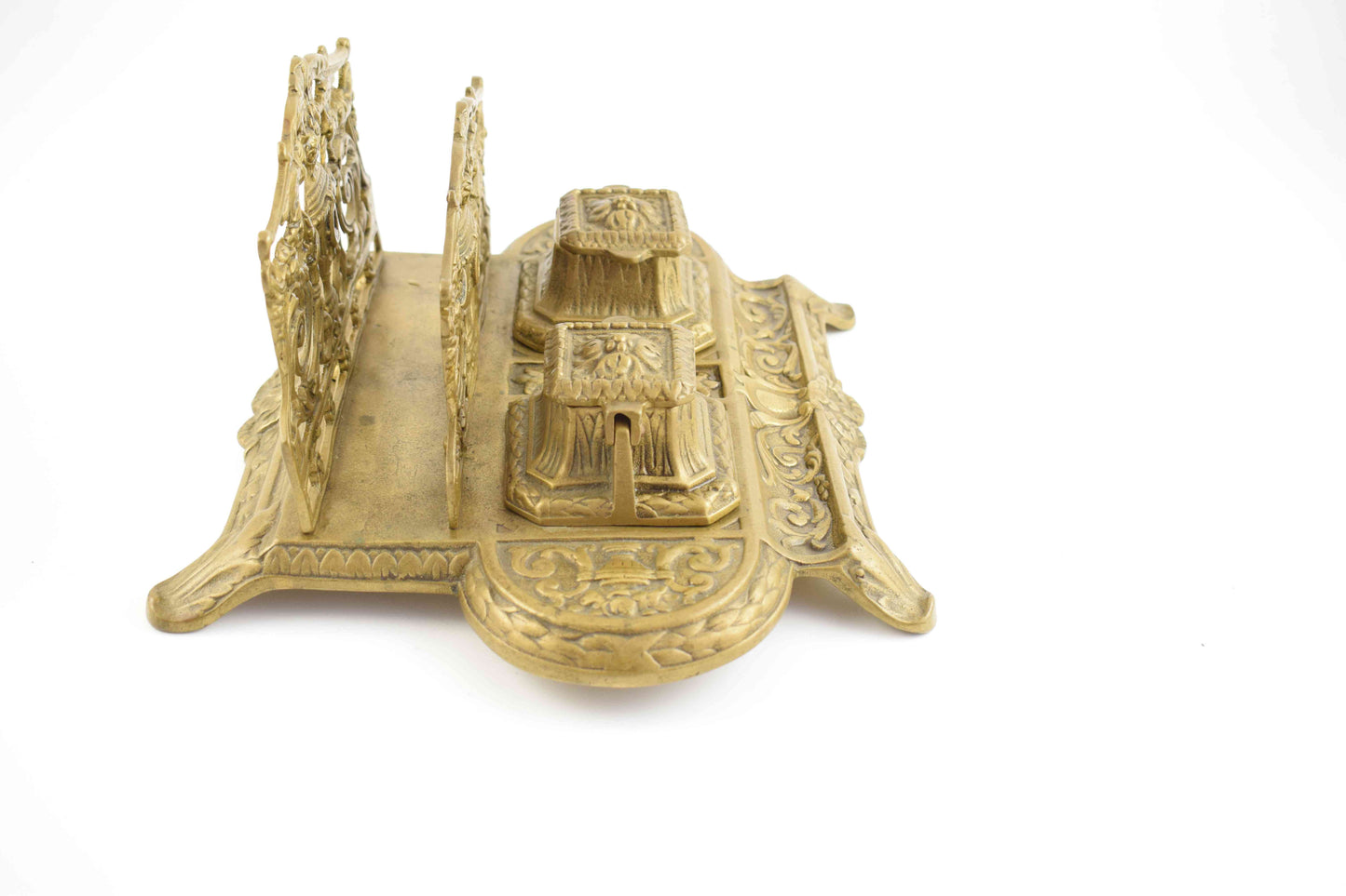 Antique French Brass, Letter Holder, antique inkwell, french art nouveau, art deco, belle epoque, jugendstil, rené lalique, beaux arts, wmf brass, french antique, candle scissor, rococo