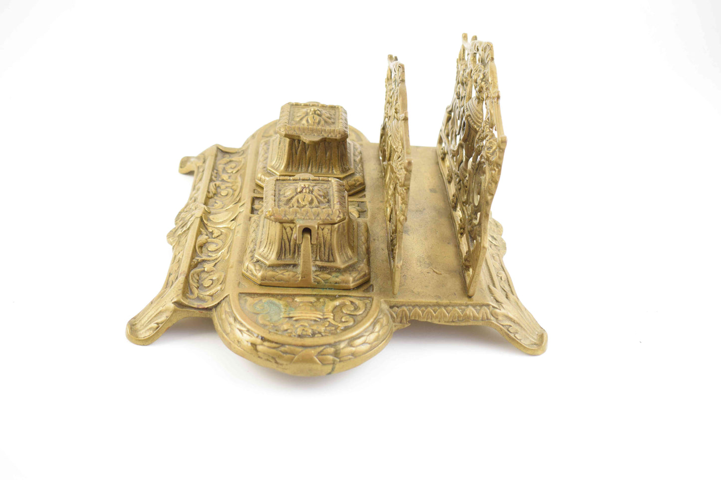 Antique French Brass, Letter Holder, antique inkwell, french art nouveau, art deco, belle epoque, jugendstil, rené lalique, beaux arts, wmf brass, french antique, candle scissor, rococo