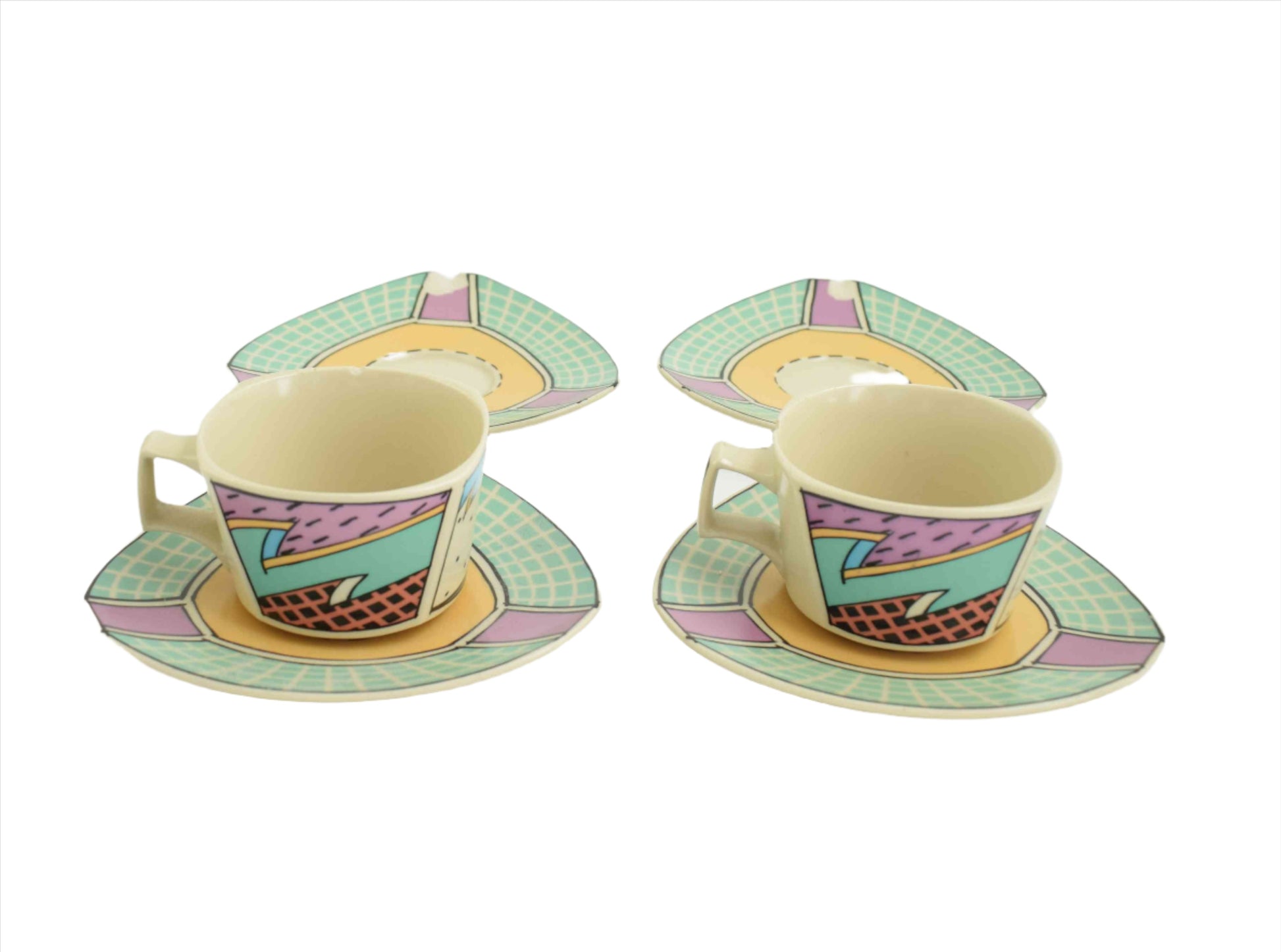 memphis style, graffiti 1980s, rosenthal ceramics, rosenthal porcelain, coffee cups, vintage plates, colorful cups, flash one rosenthal, museum piece, 1980s design, vintage ikea, vintage kitchenware, Villeroy Boch