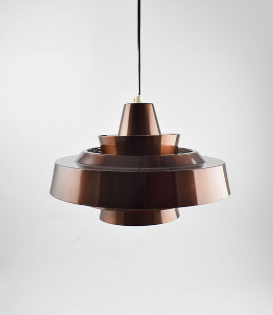 Deense of Scandinavische cognacbruine hanglamp, aluminium hanglamp