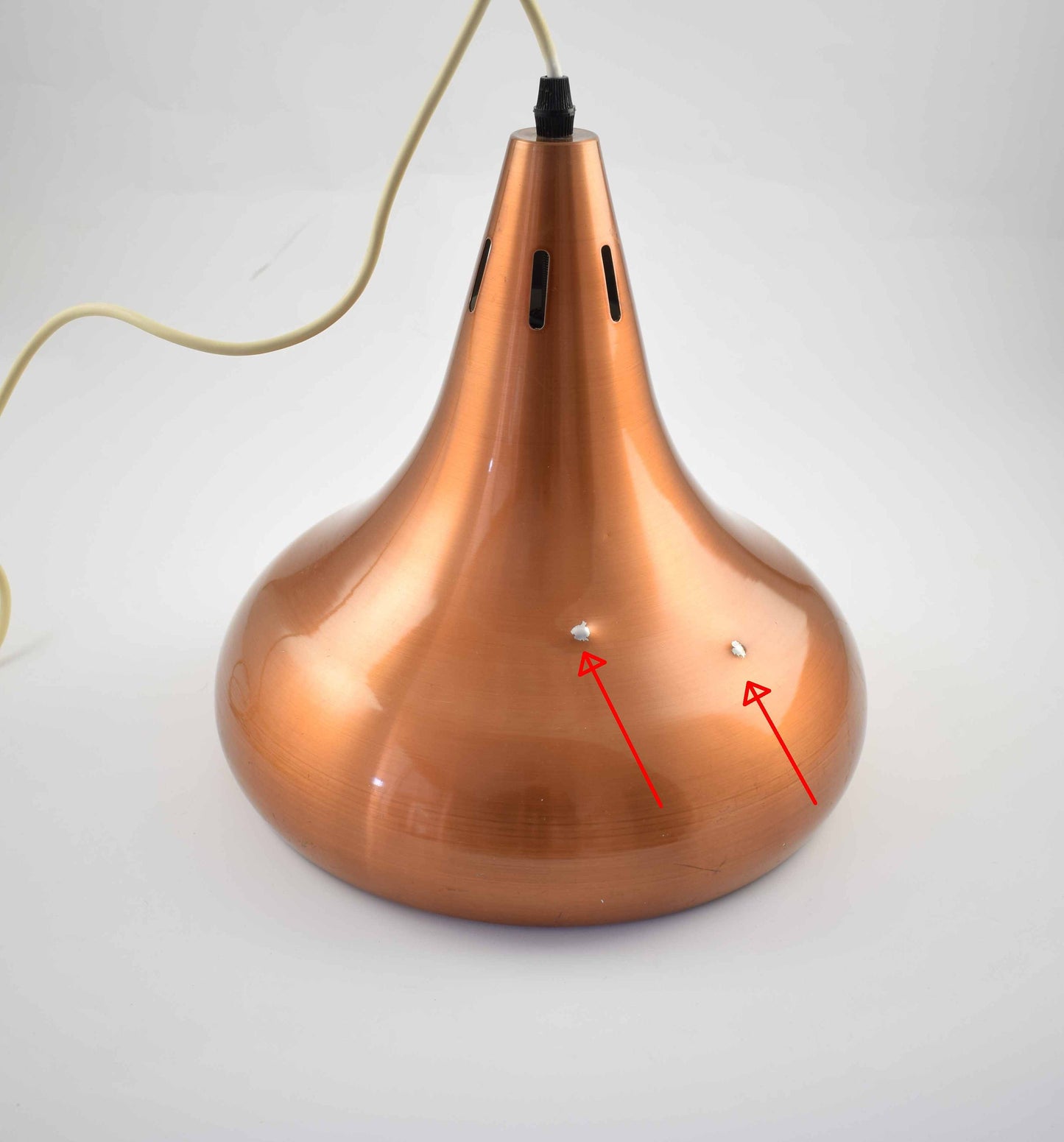 Brushed alumininum copper colored carambole billiard lamp