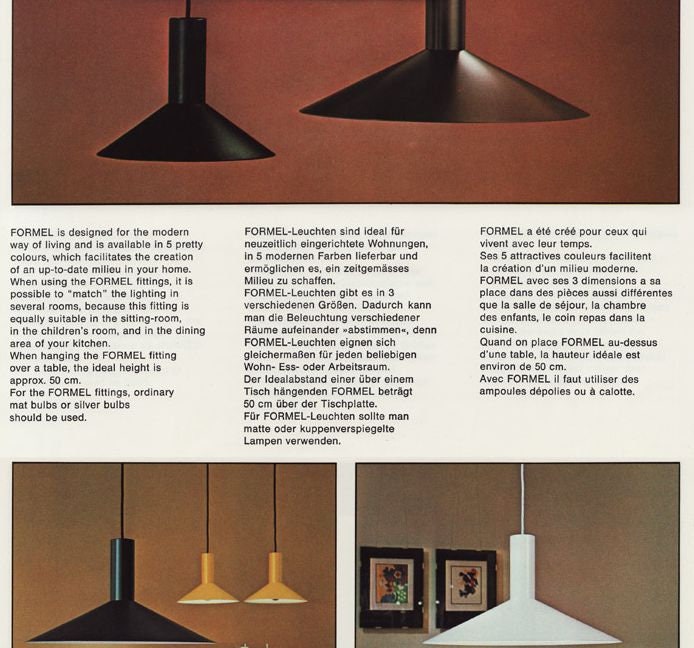 Fog and Morup Formel 3 Black pendant lamp designed by Hans Due, Denmark 1975.