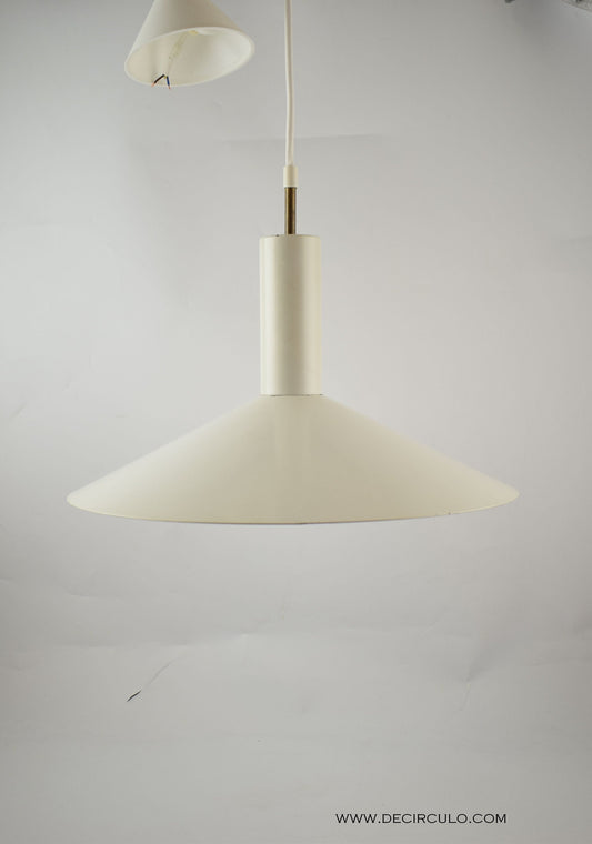 Fog and Morup Formel 2 white pendant lamp designed by Hans Due, Denmark 1975.