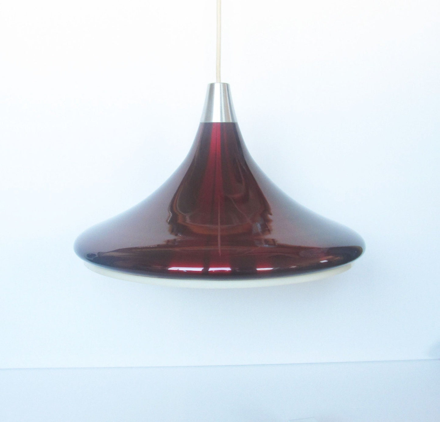 Red Violet aluminium pendant, beautiful vintage hanging light aluminium from 1960s