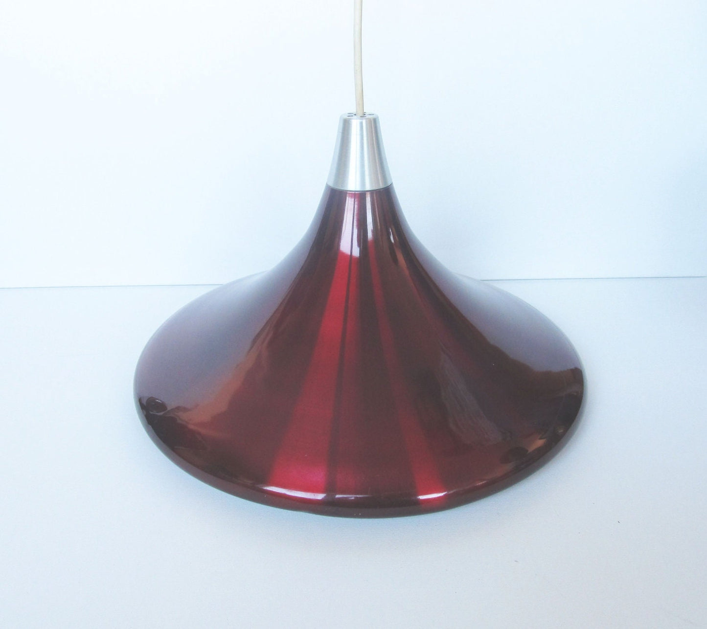Red Violet aluminium pendant, beautiful vintage hanging light aluminium from 1960s