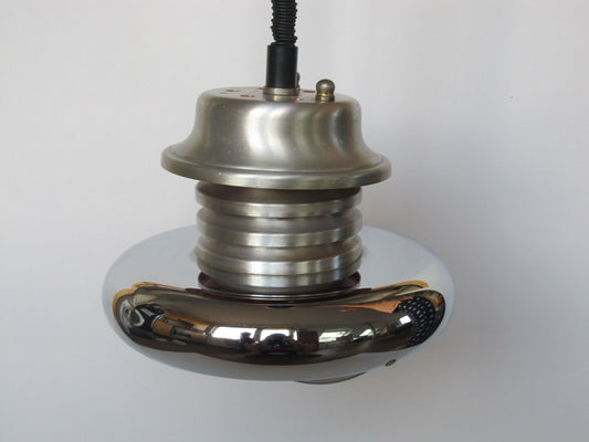 Metalen vintage hanglamp uit de jaren 70 met trekkoord