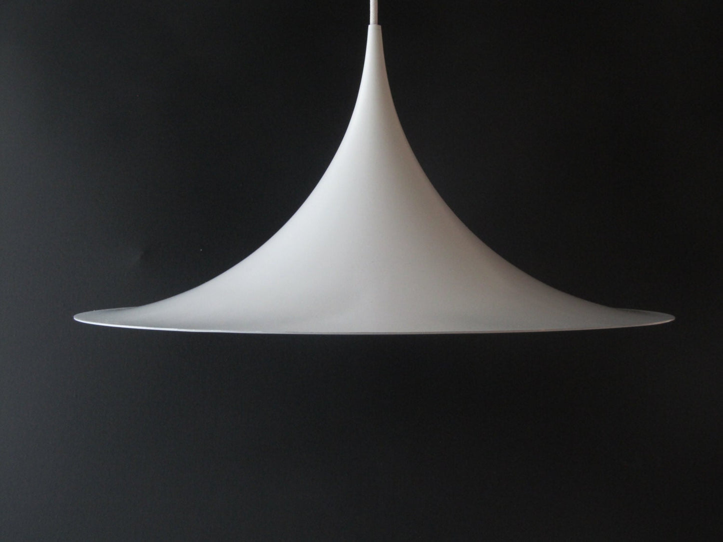 Lyskaer pendant lamp SEMI, white hanging light from the 1980s