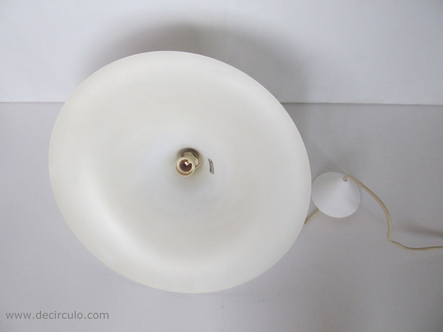 Lyskaer pendant lamp SEMI, white hanging light from the 1980s