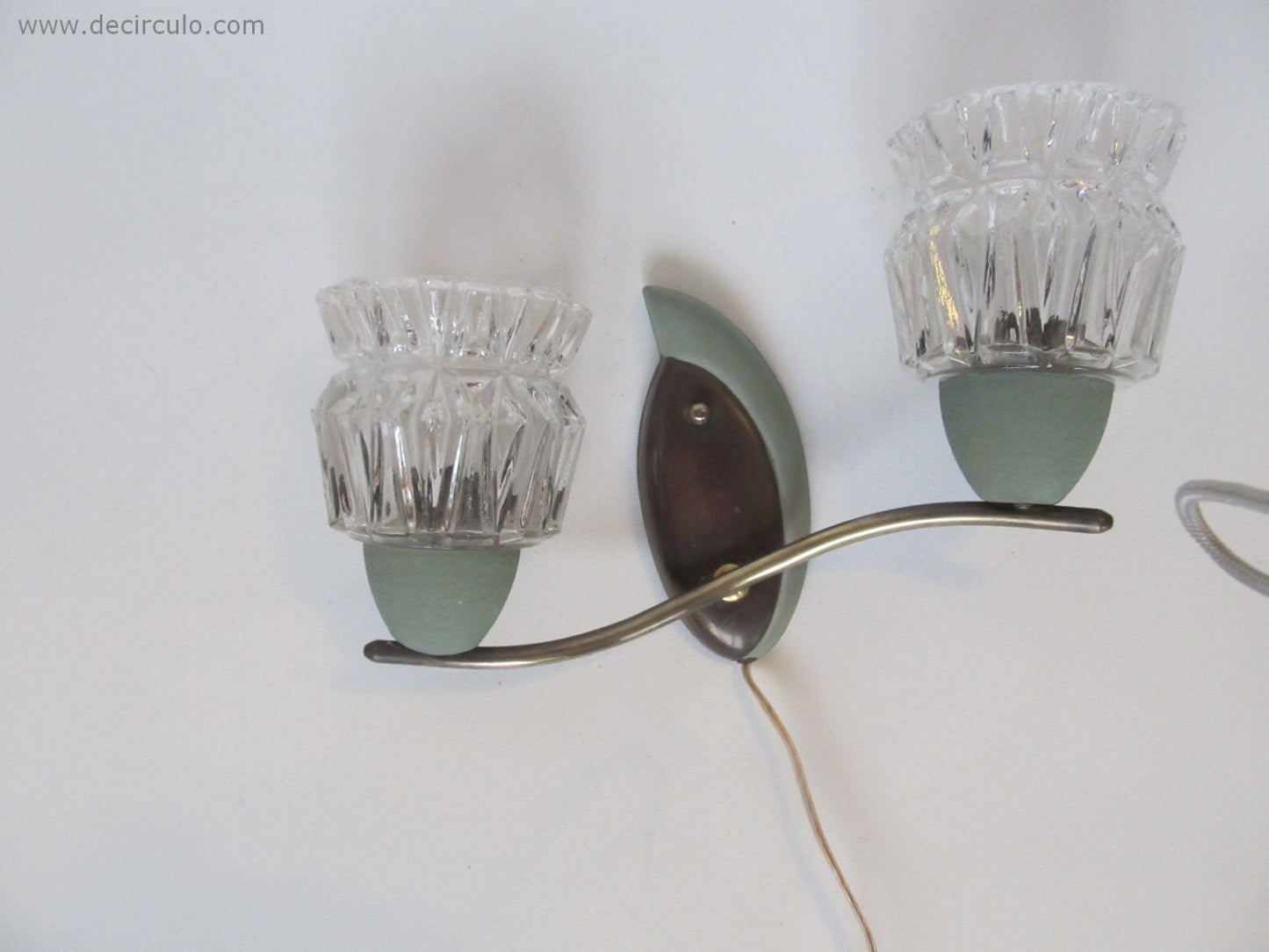 Mid century wall lights brass sconces with crystal glasses from 1960.